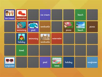 Summer Vocabulary Matching Pairs