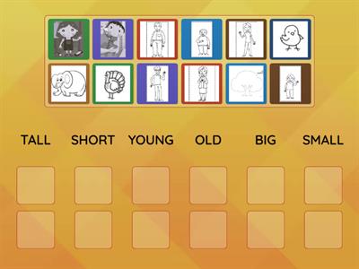 Tall/short; young/old; big/small - activity for kindergarten