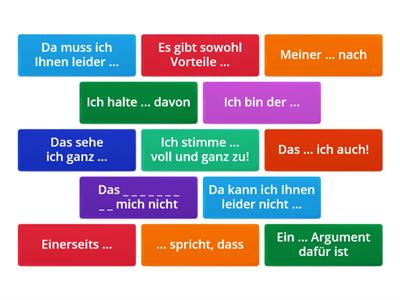 Redemittel Diskussion B2 - Welches Wort fehlt?