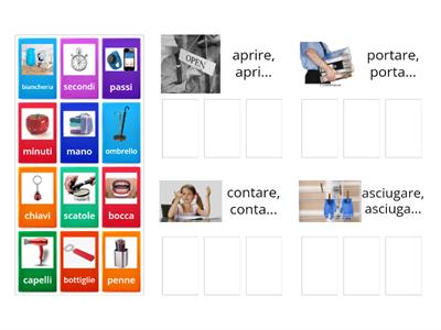 Gioco con inperativi asciugare portare aprire contare