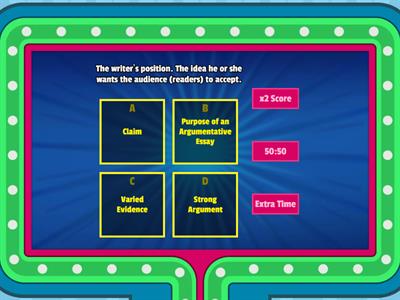 Argumentative Essay Elements Gameshow