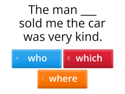 A2 Level English: Defining Relative Clauses Quiz