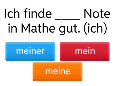 Posessivartikel, gemischt: Nominativ, Akkusativ und Dativ