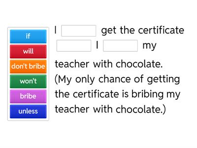 Conditional sentences with UNLESS: choose the correct option