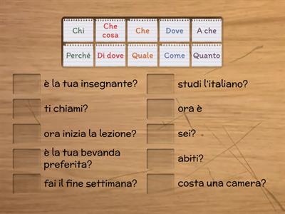 A1 Pronomi interrogativi - Abbina frasi