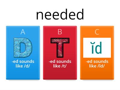  Lesson 51/40 -ed as /d/, /t/, /-id/ quiz