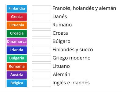 Relacionar países e idiomas