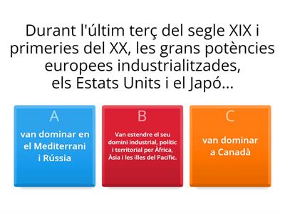 Els imperis colonials / L’ORGANITZACIÓ DE LES COLÒNIES I ELS SEUS EFECTES.