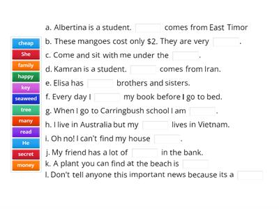 EAl 2 /i:/ Missing words 