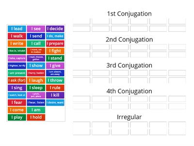 CE Latin Level 1 Verbs 1 - 4 and Irregular English 