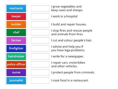 Match the job to the definition