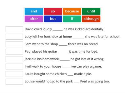  Conjunctions match up game