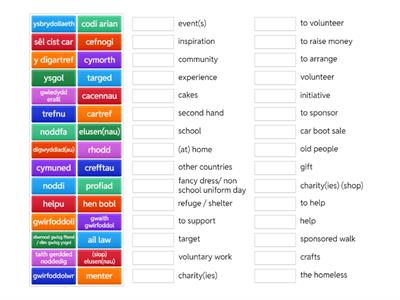 Geirfa Helpu eraill a gwirfoddoli 