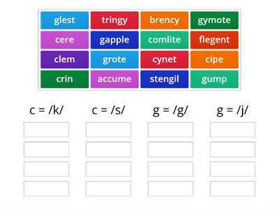 7.1 Nonsense c and g sounds sort