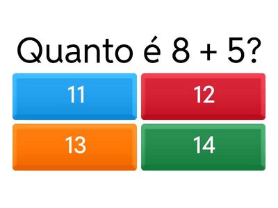 Quiz interativo sobre as quatro operações matemáticas básicas (adição, subtração, multiplicação e divisão)