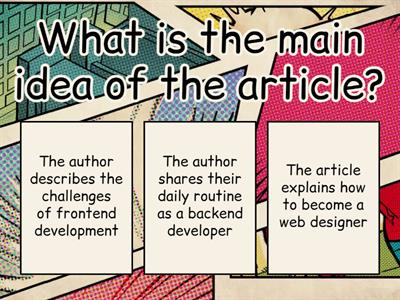 Reading quiz - A Day in the Life of a Backend Developer