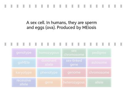 Genetic inheritance terminology - definition given list