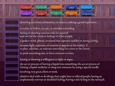 Roots: ject Suffixes: -ish; -ive