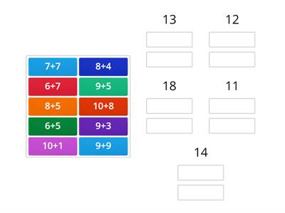 Padankan hasil tambah matematik dengan kumpulan jawapan yang betul.