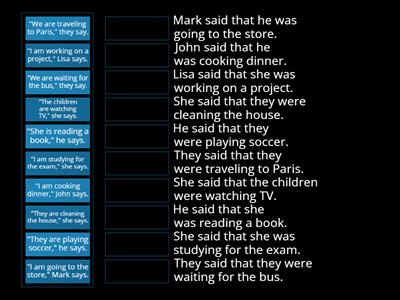 Reported speech present continuous