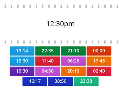 Find the time against the clock - 12 and 24 hour time