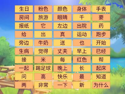 复习HSK2级第1-4课的生词