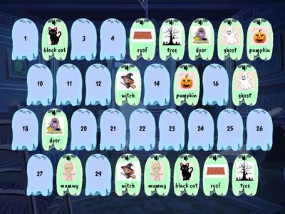 Haunted House Vocabulary Matching Pairs🏚️👻🎃