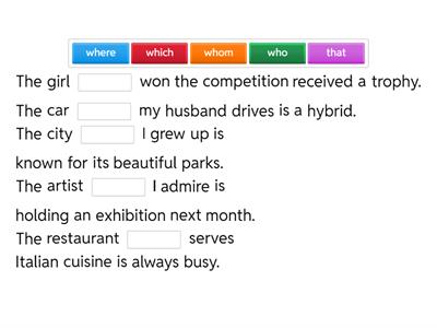 Defining relative clauses 