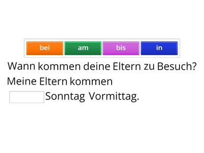 Deutsch üben: temporale Präpositionen (A1)