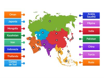 Continentul Asia - Țări