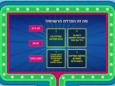 הפרדת רשויות - מבוא - חידון 