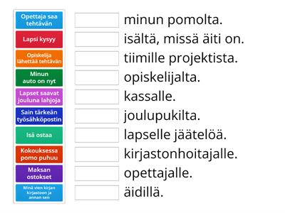 Kenelle? Kenellä? Keneltä?