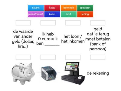 Puzzel /  woordenschat geld (b8)