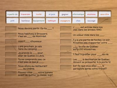 Vocabulaire utile M5L3 E.É. p. 14