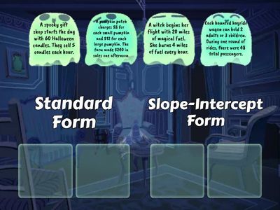 Standard Form and Slope-Intercept Form Word Problems