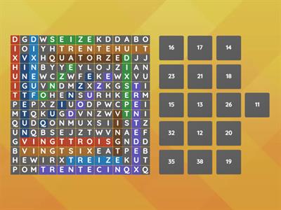 Numbers 0-39 - Word Search