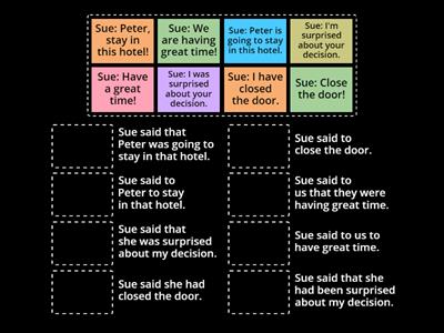 Direct Speech/Reported speech (sentence matching)