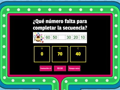 Conteo de 2 en 2, de 5 en 5 y de 10 en 10.