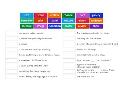 Arts and media FCE definitions 