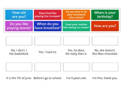 Question and Answers Match Up