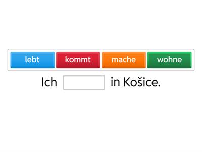 Verben (wohnen,leben,kommen,schreiben,trinken,lieben,machen,lernen,spielen)