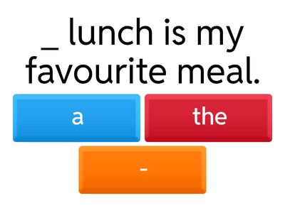 English 8. Unit 3. Articles with Names of Meals