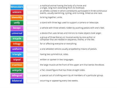 Greek uni, bi, tri Prefixes/Roots