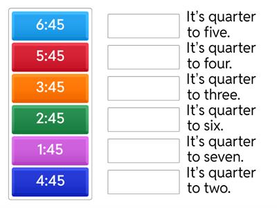 Telling the time  ( quarter to)