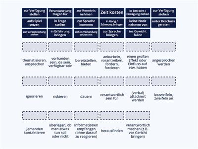 Funktionsverbgefüge: Bedeutung zuordnen