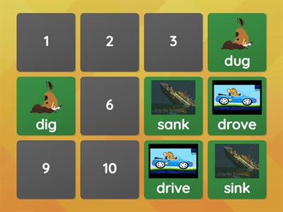  Irregular Past Tense Verbs Matching