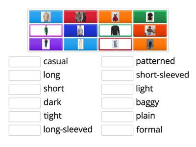 Adjectives to describe clothes