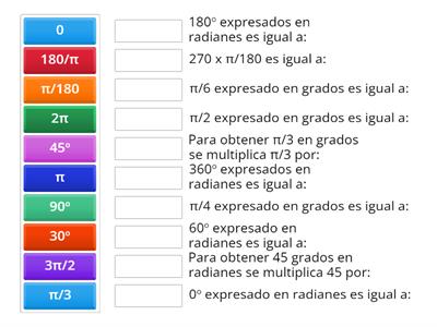 Medidas de ángulos en grados y radianes