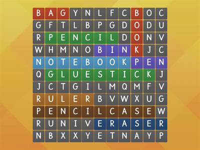 School Objects Wordsearch