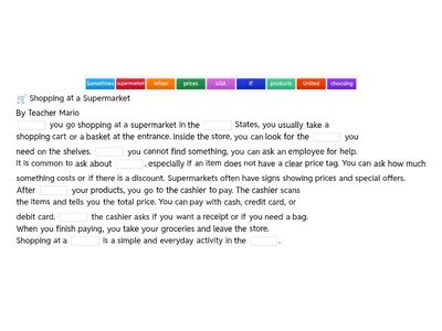 🛒 Shopping at a Supermarket | By Teacher Mario